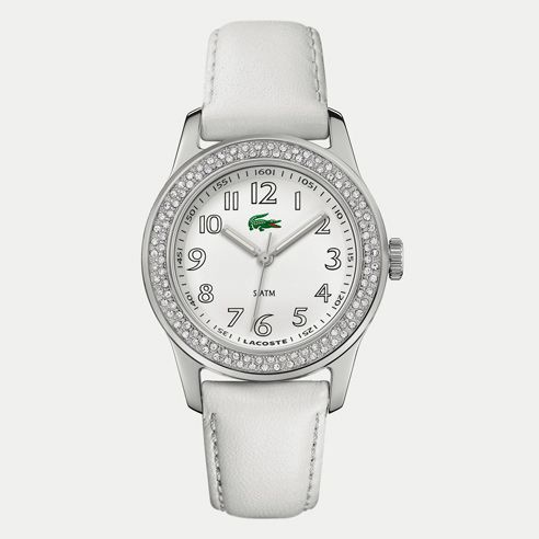 Advantage Crystals leather strap watch